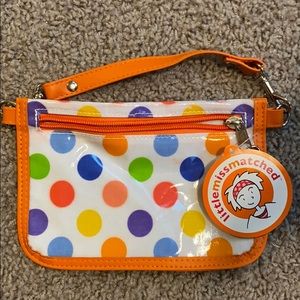 NWT New Little Miss Matched Zip Pouch Orange Dots